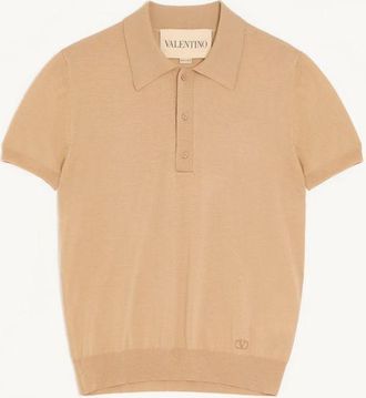 Valentino Polo Valentino in lana con ricamo VLogo Uomo BEIGE 3XL