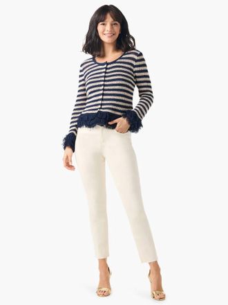 Nic+Zoe Theodora Twilight Fringe Stripe Cardigan In Indio Muliti