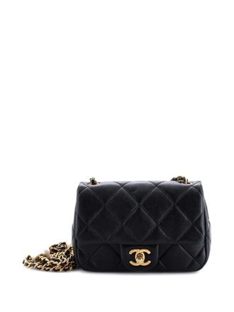 Chanel Double CC Pearl Flap Bag Quilted Lambskin Mini crossbody bag - Nero
