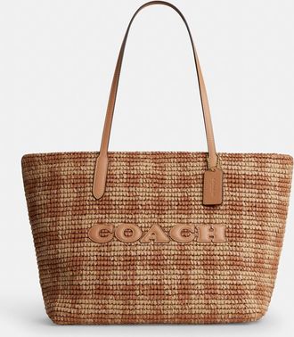 Coach City Tote Bag With Gingham Print