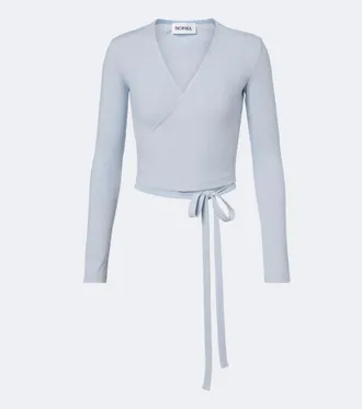 Norba Ribbed-knit wrap top
