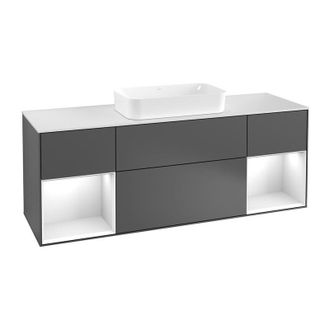 Villeroy & Boch Villeroy&boch - Finion, Muebles De Ba&ntilde;o, 1600 X 603 X 501 Mm, Angular, Con Estanter&iacute;a (iluminada), Modelo Suspendido, En Madera, Lavabo En El Medio, I