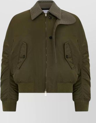 Bottega Veneta leather trim padded bomber jacket