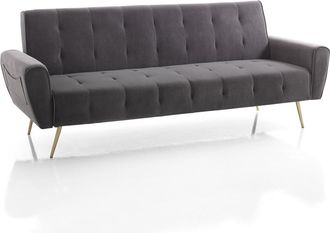 Oresteluchetta Sof&aacute; cama 3 plazas microfibra gris oscuro 80x210x80 cm