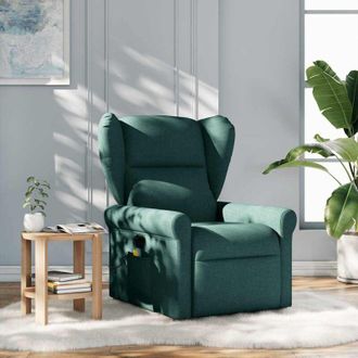 vidaXL Sill&oacute;n De Masaje Reclinable De Tela Verde Oscuro Vidaxl