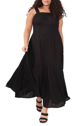 Vince Camuto Sleeveless Tiered Maxi Dress in Rich Black at Nordstrom Rack, Size 2X