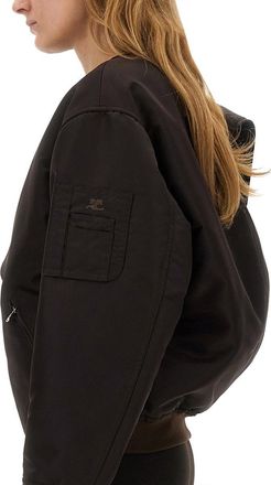 Courr&egrave;ges Bow Neck Polyamide Bomber Jacket - Brown