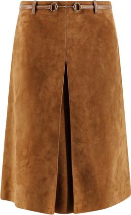 Gucci Suede Skirt With Horsebit Detail-Donna