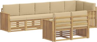 vidaXL Conjunto De Sof&aacute;s De Exterior 8 Uds. Y Beige Poli&eacute;ster Vidaxl