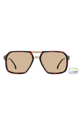 Carrera Victory 59mm Photochromic Square Sunglasses in Red Havana/Brw Ft Ar at Nordstrom