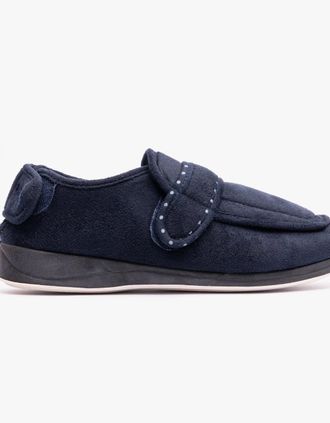 Padders Womens Padders ENFOLD Womens (2E Fit) Touch Fasten Full Slippers Navy - Blue - Size: 8