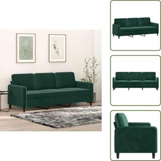 vidaXL Divano morbido - vidaXL Divano a 3 Posti Verde Scuro 180 cm in Velluto - Divano con imbottitura