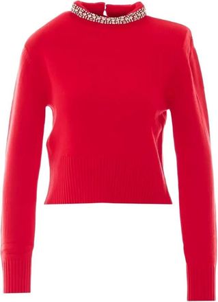 Pinko Berlino Trui - Dames - Ronde hals truien - Rood - XS - Katoen - Truien & Vesten
