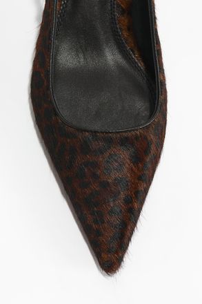 H&M Slingpumps aus Leder mit Kitten Heels - Beige