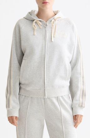 Scotch & Soda Ribbed Interlock Full Zip Hoodie in Light Grey Melange at Nordstrom, Size X-Small