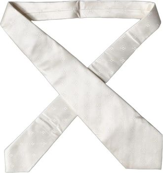 Dolce & Gabbana Geometric Silk Adjustable Necktie - Dames - Stropdassen - Wit - ONE Size - Accessoires