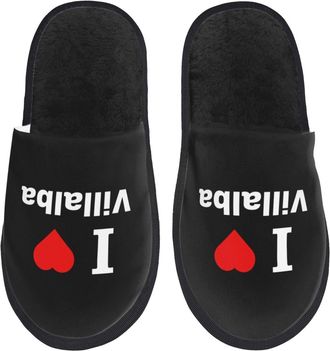 Generic Plush Fluffy Slipper I Love Villalba House Slipper Comfortable Hotel Slippers for Guest Bedroom Indoor L