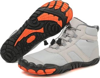 Generic Mens Womens Winter Barefoot Snow Boots Waterproof Ankle Boots Wide Toe Box Fur Lined Outdoor Sneakers Boots For His And Hers(Gray,6.5 UK)