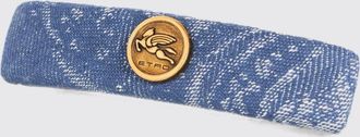 Etro Abstract Print Cotton Hair Clip with a Metal Pegaso Logo