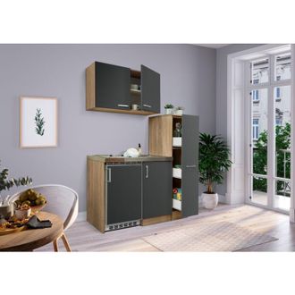 Respekta Cucina Minicucina Cucina singola Cucinino Dispensa Rovere Grigio Levin 130 cm Respecta