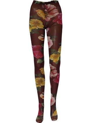 Dolce & Gabbana Floral-Print Nylon Leggings - Maroon