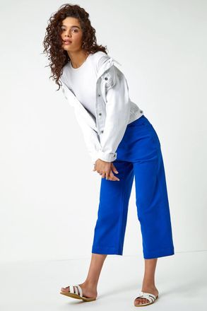 Roman Wide Leg Stretch Cropped Denim Culottes