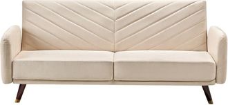 Beliani Sofa Bed 3 Seater SENJA Velvet Beige