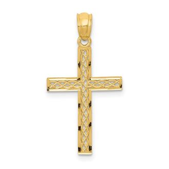 Diamond2Deal 14k Yellow Gold Filigree Cross Shape Charm Pendant