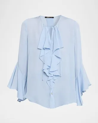 Kobi Halperin Turner Tie-Neck Ruffle Blouse