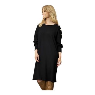 In Front Black Knit Dress with Beaded Shoulder - female - IN FRONT - Knitted Dresses - Black - S - Dresses