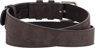 Valentino Garavani Womens Belt Rockstud Suede Brown Lamb Leather