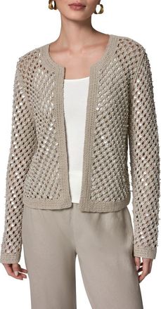 DKNY Pearl Detail Open Knit Cardigan in Sandstone at Nordstrom, Size X-Small