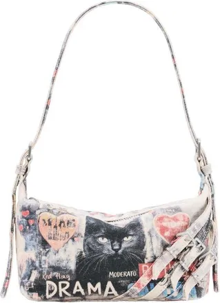 Desigual Mixed Print Denim Shoulder Bag in Ivory Multi at Nordstrom