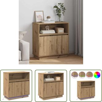 vidaXL Credenza moderna - Madia LED Rovere artigianale 71 x 34,5 x 75 cm