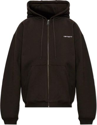 Carhartt Work in Progress Ebbert Hooded Sweatshirt - Heren - Vesten met rits - Bruin - L - Katoen - Hoodies & sweatvesten
