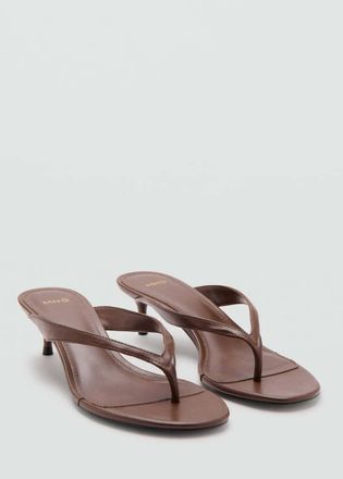 Mango Sandali fasce tacco cioccolato - Donna - 35 - MANGO