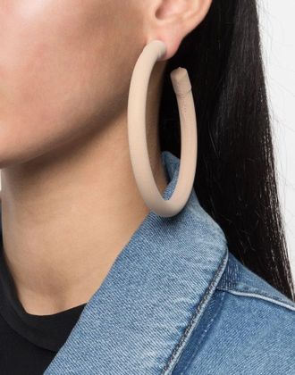 Maison Margiela Womens Mm6 Large Open Hoop Earrings Beige Accessories > Jewelry