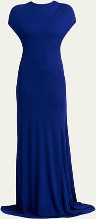 Tom Ford Cap-Sleeve Backless Trumpet Gown