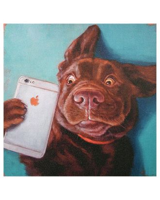 Empire Art Direct Dog Selfie Graphic Art Print On Wrapped Canvas Wall Art