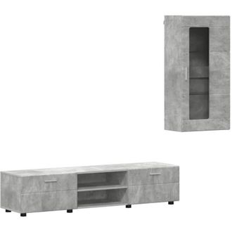 vidaXL TV Cabinet Set with Drawer FLORIN Concrete Grey Engineered Wood vidaXL