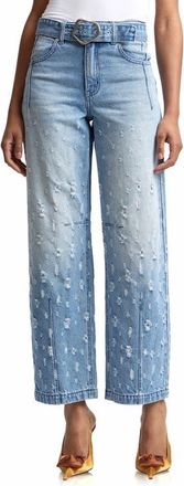Avec Les Filles Distressed Darted High Waist Wide Leg Jeans in Martin Wash at Nordstrom, Size 24