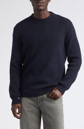 Golden Goose Golden Cotton Blend Crewneck Sweater in Dark Blue at Nordstrom, Size Medium