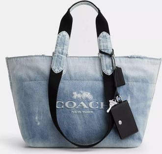 Coach Small Tour Tote Bag In Loved Denim With Charms