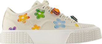 Marc Jacobs Sneakers, female, Multicolor, Size: 10 US White Cotton Sneakers with Top Laces