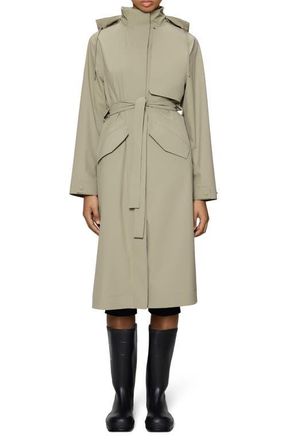 Rains Suva Waterproof Hard Shell Rain Coat with Removable Hood in Beige at Nordstrom, Size X-Large