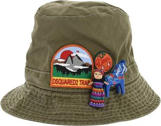 Dsquared2 Green Embroidered Logo Bucket Hat