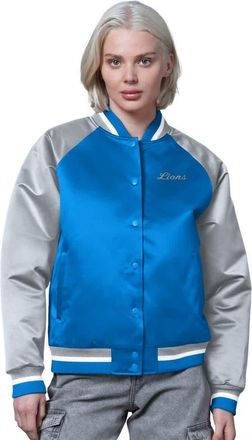 Starter Womens Starter Blue/Silver Detroit Lions Satin Full-Snap Vintage Varsity Jacket at Nordstrom, Size Xx-Large