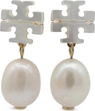 Tory Burch Moondance Pearl Drop Earrings - Dames - Oorbellen - Grijs - ONE Size - Accessoires