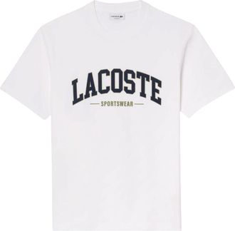 Lacoste Unisex Gebogen Logo T-shirt voor volwassenen (Wit)