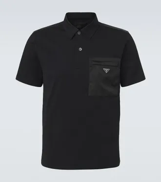 Prada Re-Nylon-trimmed cotton-blend polo shirt